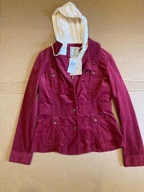 Vintage For Joseph Burgundy Corduroy Hooded Jacket Medium NWT
